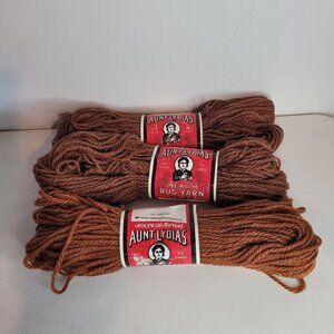 (x3)-VTG Aunt Lydia's Heavy Rug Yarn 100% Polyester 70 yds Color Brown Bronze
